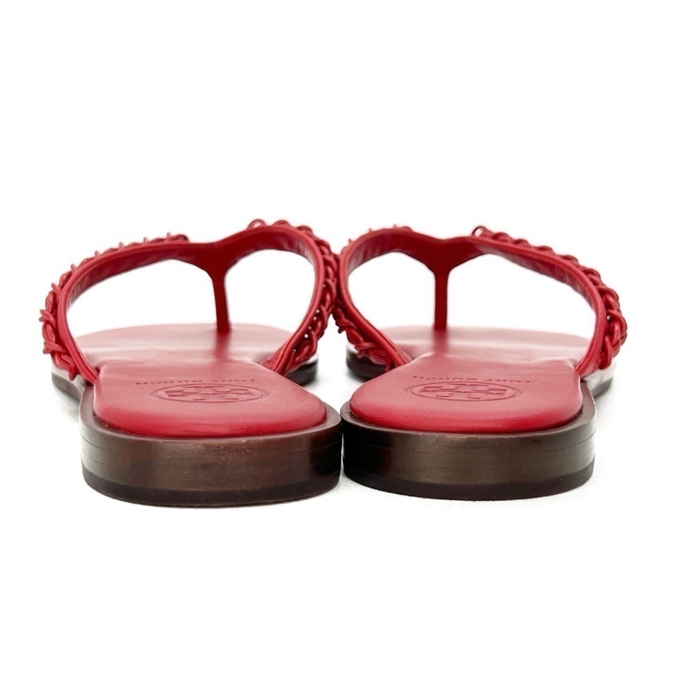 Tory Burch Everly Chain Thong Sandals Size 6 Bearberry Red Flip Flops 88335 New - Picture 5 of 13